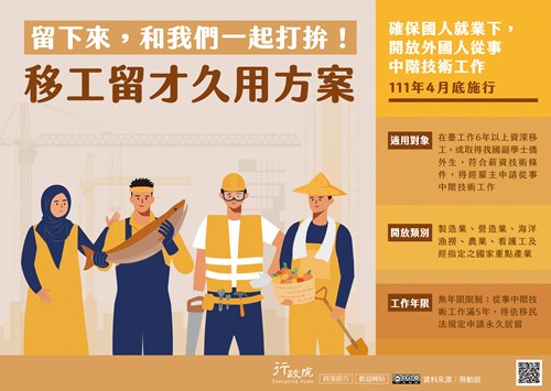 行政院「移工留才久用方案」政策溝通文宣