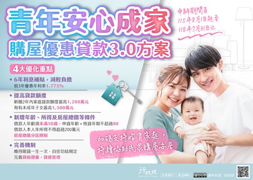 行政院「 青年安心成家購屋優惠貸款3.0方案 」政策溝通文宣